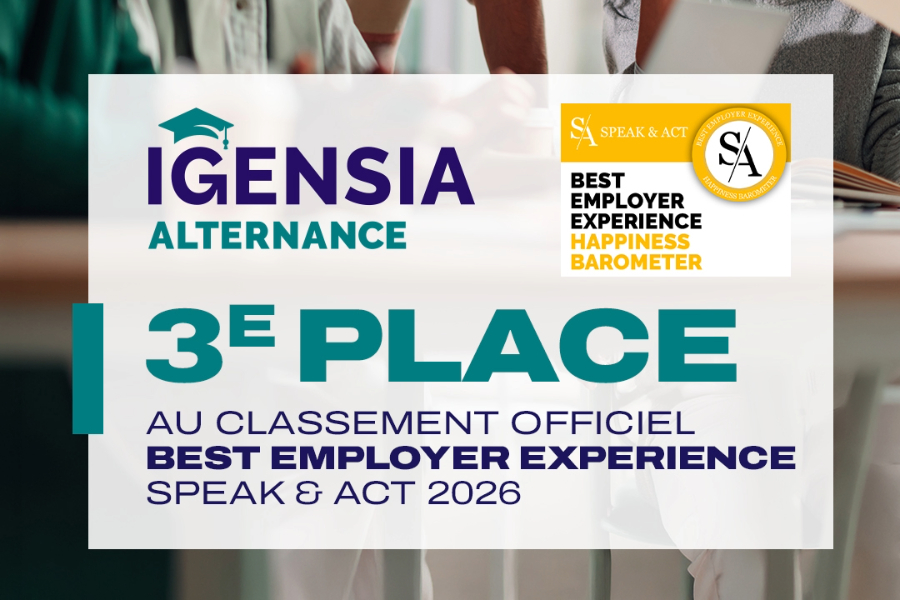 troisième place Best Employer Experience pour IGENSIA Alternance